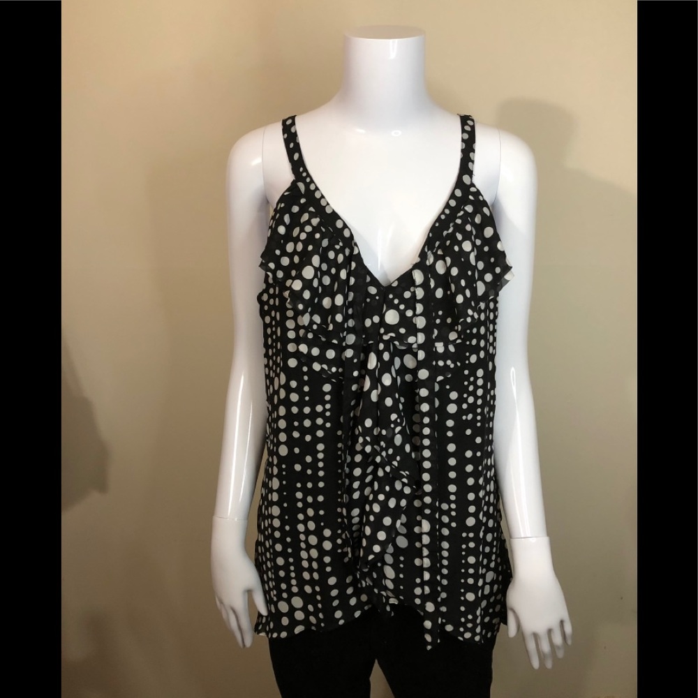WHBM Spaghetti Strap Ruffled Sleeveless Blouse M